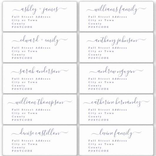 書道結婚のゲスト住所 シールUKレイアウト シール (正面)