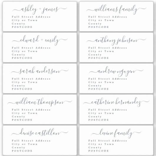 書道結婚のゲスト住所 シールUKレイアウト シール (正面)