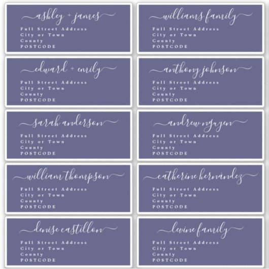 書道結婚のゲスト住所 シールUKレイアウト シール (正面)