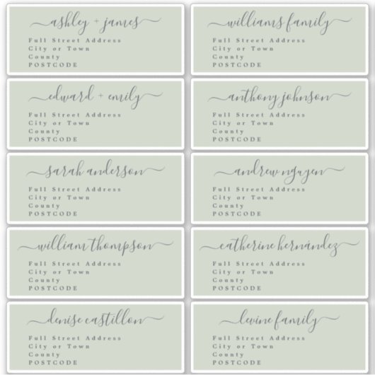 書道結婚のゲスト住所 シールUKレイアウト シール (正面)