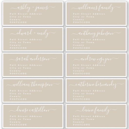 書道結婚のゲスト住所 シールUKレイアウト シール (正面)