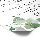 書道結婚のドリンクのメニューユーカリの看板 ポスター (角)