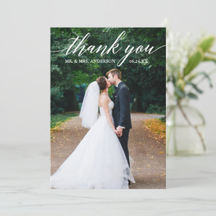 書道結婚の写真エレガント サンキューカード
