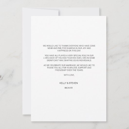 書道結婚の写真サンキューカード サンキューカード (裏面)