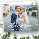 書道結婚の写真花婿W ポストカード<br><div class="desc">書モダン道結婚の花嫁と花婿の写真ありがとうポストカード – 白いスクリプト</div>