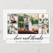 書道結婚の愛と感謝してい5枚の写真 サンキューカード (正面/裏面)