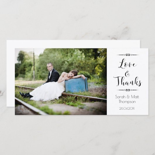 書道結婚の感謝フォトカード サンキューカード (正面/裏面)