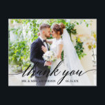 書道結婚の新郎写真B ポストカード<br><div class="desc">書モダン道結婚の新郎新婦写真ありがとうはがき – 黒脚本</div>