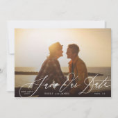 書道結婚の白黒QRコード写真 セーブザデート (正面)