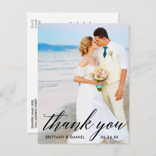 書道結婚の花婿の写真ありがとうB ポストカード (正面/裏面)