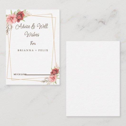 書道結婚の願い事とアドバイスカード アドバイスカード (正面/裏面)