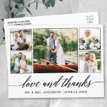 書道結婚の5つの写真の愛と感謝してい ポストカード<br><div class="desc">書道モダン台本5写真コラージュの愛結婚とハガキ感謝していの写真</div>