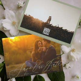 書道結婚のSage Green QRコード写真 セーブザデート