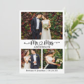 書道結婚ハート3 Photo Mr. and Mrs. サンキューカード (スタンド正面)