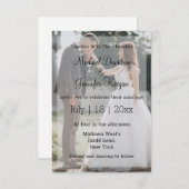 書道結婚式モダンの写真の招待状 ノートカード (正面/裏面)