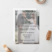 書道結婚式モダンの写真の招待状 ノートカード (正面/裏面インサイチュ)