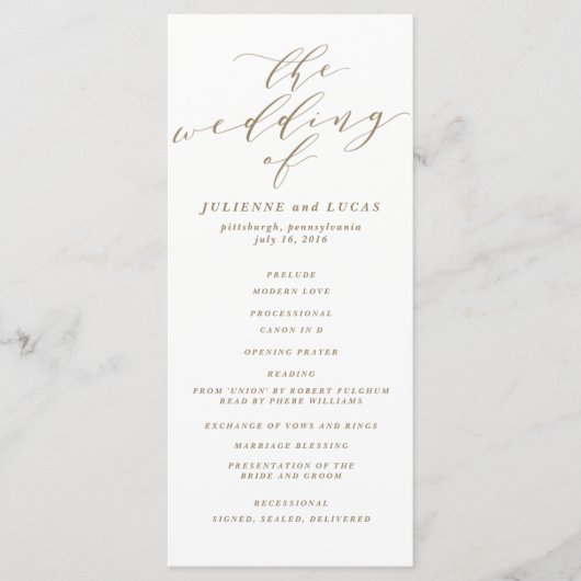 書道結婚式計画 |金ゴールド プログラム (正面)