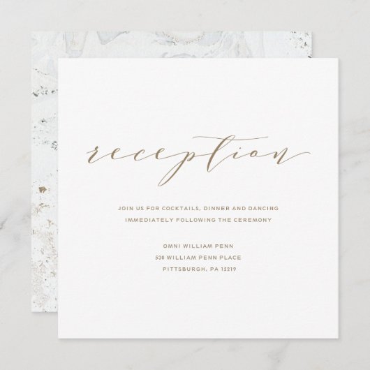 書道結婚披露宴カード |金ゴールド 招待状 (正面/裏面)