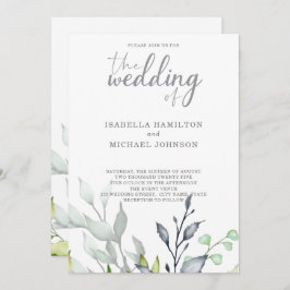 書道結婚植物学エレガント 招待状