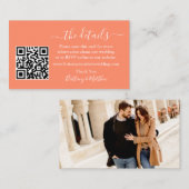 書道結婚詳細くもの巣QRフォトサンゴ エンクロージャーカード (正面/裏面)