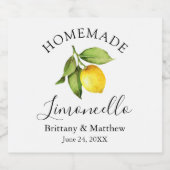 書道自家製リモンチェロ水彩レモン リキュールボトルラベル (シングルラベル)