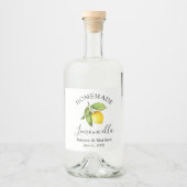 書道自家製リモンチェロ水彩レモン リキュールボトルラベル (正面)