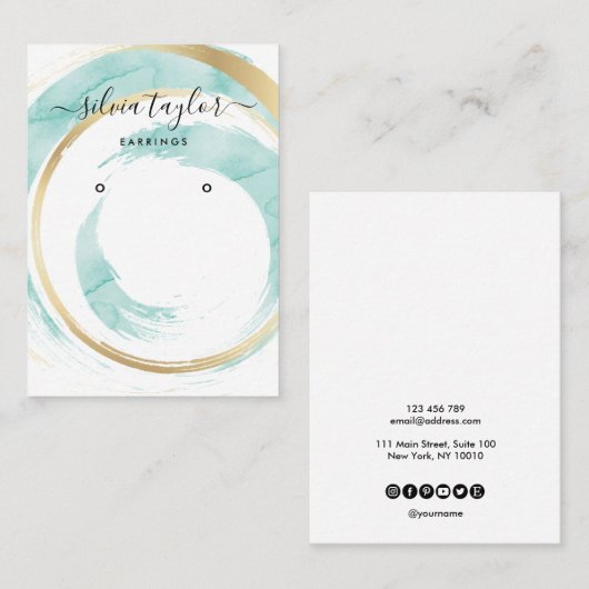 書道芸術イヤリング表示カード 名刺 (正面/裏面)