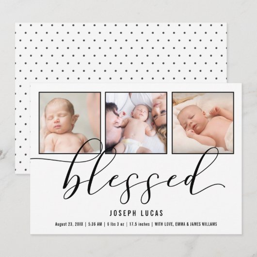 書道賛美3枚誕生 案内状 (正面/裏面)