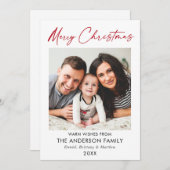書道赤いインクのスクリプトメリークリスマスフォト シーズンカード (正面/裏面)