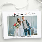 書道赤いハートたった今結婚しました結婚写真 案内状