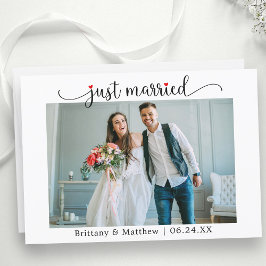 書道赤いハートたった今結婚しました結婚写真 案内状