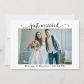 書道赤いハートたった今結婚しました結婚写真 案内状 (正面)