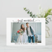 書道赤いハートたった今結婚しました結婚写真 案内状 (スタンド正面)