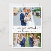 書道赤いハート3写真得We 結婚した 案内状 (正面)