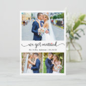 書道赤いハート3写真得We 結婚した 案内状 (スタンド正面)