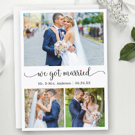 書道赤いハート3写真得We 結婚した 案内状