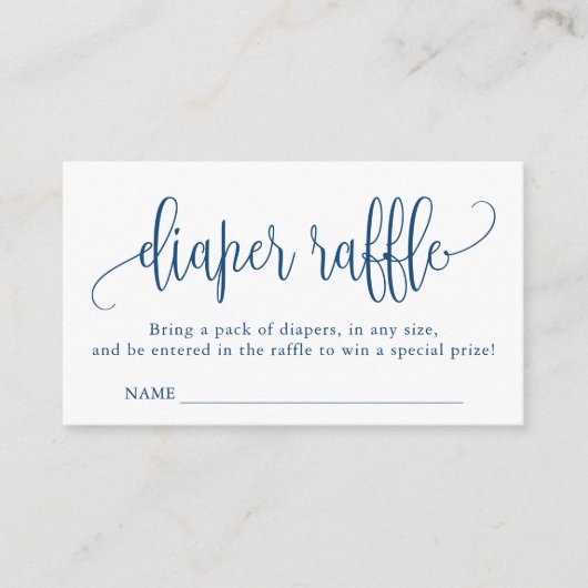 書道赤ちゃんシャワーおむつラッフルブルー エンクロージャーカード (正面)