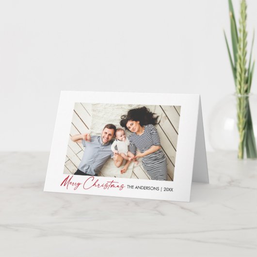 書道赤インクスクリプトクリスマスフォールド写真 シーズンカード (正面)