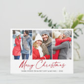 書道赤インクペンクリスマス3フォトカップル シーズンカード (スタンド正面)