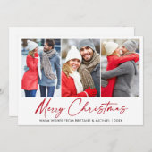 書道赤インクペンクリスマス3フォトカップル シーズンカード (正面/裏面)