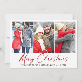 書道赤インクペンクリスマス3フォトカップル シーズンカード