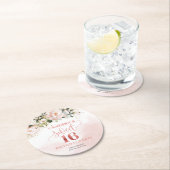 書道赤面ピンクのバラのセージ16歳の誕生日 ラウンドペーパーコースター (インサイチュ)