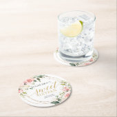 書道赤面ピンクのバラのセージ16歳の誕生日 ラウンドペーパーコースター (インサイチュ)