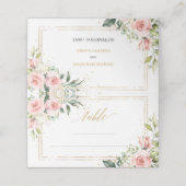 書道赤面ピンクのバラのユーカリ金ゴールドフレーム プレイスカード (外部開封)