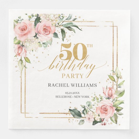 書道赤面ピンクのバラ仙人50歳の誕生日 (正面)