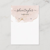 書道赤面ピンクの大地のイヤリングディスプレイカード 名刺 (正面)