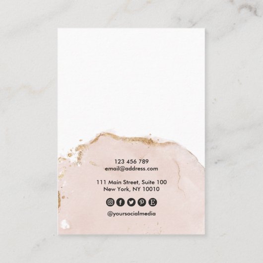 書道赤面ピンクの大地のイヤリングディスプレイカード 名刺 (裏面)