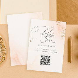 書道赤面ピンクウォーター結婚カラーのQR 出欠カード