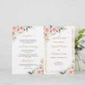 書道赤面ピンクローズ金ゴールド折りプログラム (スタンド正面)