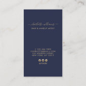 書道赤面&ミッドナイトブルーロイヤリティ縦型 名刺 (裏面)